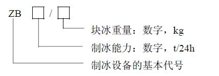 制冰设备型号由大写汉语拼音字母和阿拉伯数字组成，表示方法如下