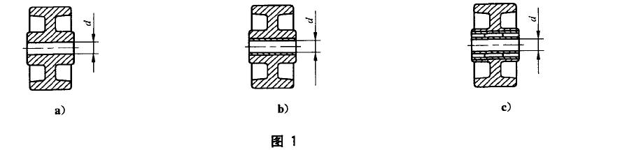 在安装车轴的孔部装有轴承的车轮，见图1c) 