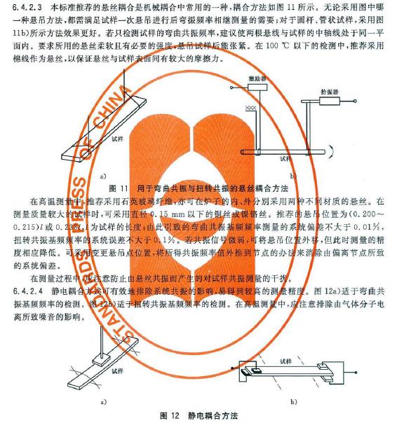 试样处于水平位置及其自由振动状态